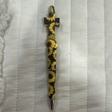 Handmade Sunflower Design Ballpoint Pen Black Ink Plastic picture
