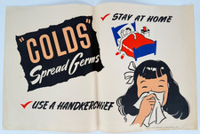 1948 Idaho Public Health Poster - 'Colds Spreads Germs' - 14