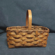 RARE Miniature Vintage Basket Primitive Appalachian Oak Splint w Handle picture