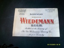 VINTAGE IRTP WIEDEMANN BEER BOTTLE LABEL NEWPORT KY picture