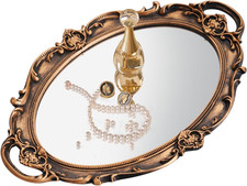 Vintage Gold Mirror Tray Vanity Tray for Dresser Perfume Storage Decorative picture