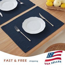 100% Pure Linen Natural Placemats 14 x 18 Inch Eco-Friendly Table Mats Set of 4 picture