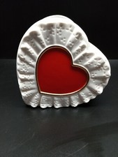 Vintage Teleflora Gift Ceramic Heart Planter Vase Valentine's Day Red Gold Love picture