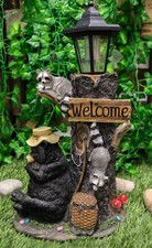 Lazy Days of Summer Black Bear and Friends LED Solar Lantern Welcome Sign picture