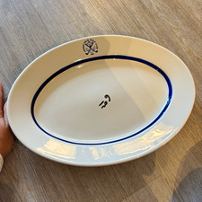 Woods Hole Golf Club Oval Platter Plate White Blue Rim 1899 Hotel & Motel picture