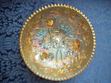 VTG IMPERIAL CARNIVAL GLASS OPEN ROSE LUSTRE MARIGOLD 3-TOED 7 ½” BOWL ~ EUC picture