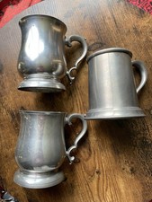 Vintage STIEFF Williamsburg Colonial Pewter Beer Stein Tankard Mug Lot of 3 picture