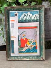 Vintage Indian Miniature Painting Framed Art Print Mughal Court Scene Wall Decor picture