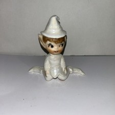 Lefton Elf Pixie White Iridescent Pearl Figurine Fairy Vintage 1950 picture