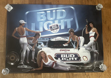 '91 Bud Light Original Pinup Advertising Poster 20x28” Budweiser Jaguar Racing picture