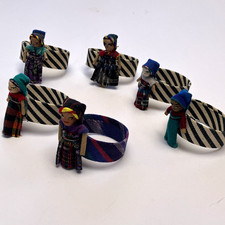 Vintage handmade Guatemalan Doll Napkin Ring Set of 6 picture