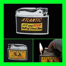 Vintage Atlantic Ale & Beer Flat Ad Cigarette Lighter In Working Condition RARE  picture