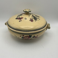 Antique Wedgwood Etruria Chinoiserie Yellow Floral Lidded Tureen Casserole picture