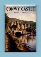 CONWY CASTLE *2X3 FRIDGE MAGNET* TRAVEL POSTER CONWY WALES FORTRESS SOUVENIR picture