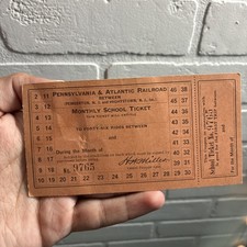 Pennslyvania & Atlantic Railroad Train Co. RR Ticket Monthly School Pass picture