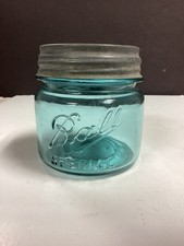 Vintage 1910s ~ Blue/Green Wide Mouth, Zinc Lid,  Ball Special ~Fruit Jar picture