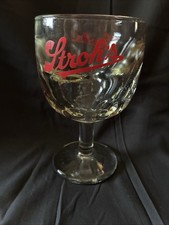 Stroh's Thumbprint Stemmed Goblet - Beer Glass - Collectible Barware 14 oz 1960