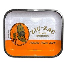 Large Zig-Zag Orange Metal Rolling Tray Classic Herb Tobacco Tin 13.4