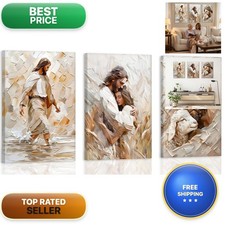 FJKLRP 3pcs Framed Christian Jesus Wall Art 12x16 inches picture
