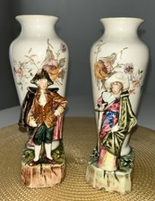 VTG Marquis Porcelain Vases 18th-Century French Courtly Figures Victorian 7.5”H picture