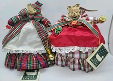 Vintage Just Ducky Porcelain Bear Figurine Christmas Decorative Doll Set of 2 picture
