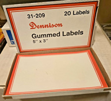 Vintage Dennison Red Border Gummed Labels Large 5