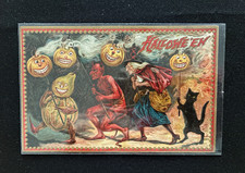 1909 Tuck's Halloween Postcard Devil Witch Cat Jack O Lanterns Veggie Guy Posted picture