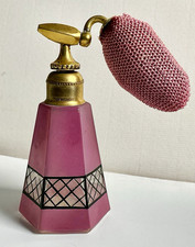 Antique DeVilbiss Pink Glass Perfume Atomizer Art Deco Vanity Bottle picture