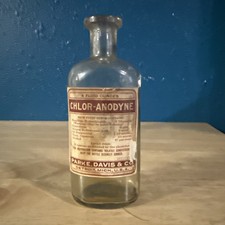Vintage Parke Davis Chlor-Anodyne 4 oz Medicine Bottle Morphine Chloroform Label picture