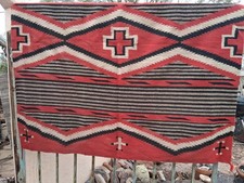 Navajo Rug Vintage 56 x 59 Inches Beautiful Old Chief's Blanket Slightly Tatterd picture