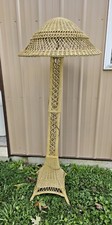 Rare Wakefield Style Eiffel Tower Triple Socket Wicker Floor Lamp with Shade picture