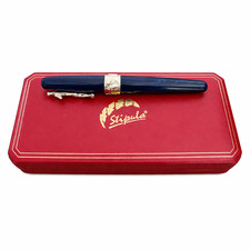 Stipula Michelangelo David Rollerball Pen Resin Gold Trim Italy Blue picture