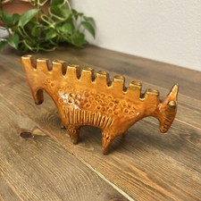 Vintage Ceramic Chanukah Menorah Ox Animal Design 8