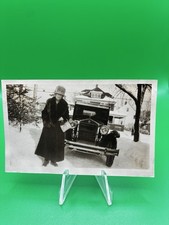 1927 Essex Super Six Hudson Woman Snow Antique Car Vintage Photo picture