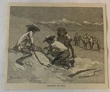 1888 magazine engraving~ NATIVE AMERICANS DIGGING OUT THE BURIED ALIVE Remington picture