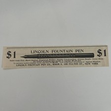 Lincoln Fountain Pen Co Solid Gold Pen 108 Fulton St NYC 1897 Clipping SAH7-3 picture