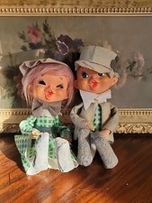 Vintage 1950s Dolls Vintage Shamrock ☘️  Leprechauns Pair Elf St. Patrick  picture