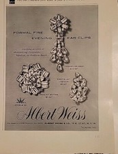 1955 Albert Weiss Rhinestone ear clips earrings jewelry vintage Ad picture