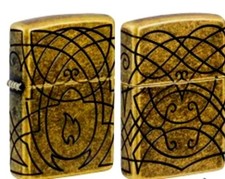 Amaziing Double Sided Brass Armor Deep Carved Flame  Zippo Lighter picture