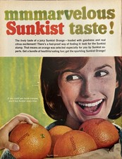 1965 Sunkist Oranges Original Vintage Advertisement Marvelous Orange Print Ad picture