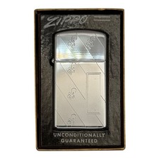 1963 Zippo Slim No 1625 H P Diagonal Chrome Lighter Original Box Vintage USA picture