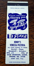Vintage Matchbook: Henry's Venezia Pizzeria, East Windsor, CT picture