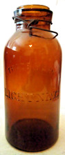 VTG PUTNAM TRADE MARK LIGHTNING BROWN GLASS BOTTLE JAR AH picture