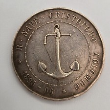 Original 1896 military Italian Royal Navy Medal Cristoforo Colombo Anchor Eagle picture