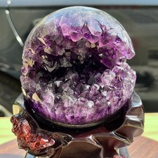 2.75LB  High quality rare amethyst opening smile hole decorative specimen+base picture