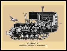 1939 CLETRAC Model E Tractor w. Cutaway View NEW Sign 24x30
