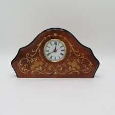 VTG La Botteguccia Sorrento Italy Inlaid Wood Marquetry Mantel Clock Floral picture