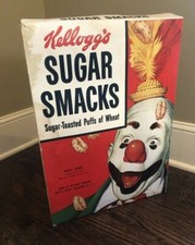 1953 Kellogs SUGAR SMACKS Cereal Box STORE DISPLAY Ringling CIRCUS CLOWN Barnum picture