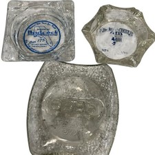 Lot of 3 Vintage Glass Advertising Ashtrays Badcock Furn/Roosevelt & Holiday Inn picture