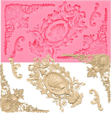 Vintage Baroque Frame Silicone Mold, Victorian Ornate Corner Decorative Mold picture
